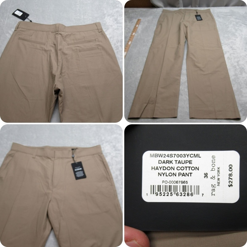 Rag & Bone Haydon Pant Mens 36x30 Dark Taupe Nylon Water Resistant Relax 278 NEW